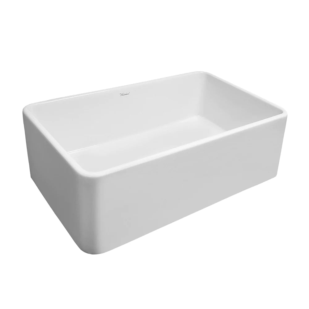 WHITEHAUS 30″ Duet Series Reversible Fireclay Sink with Smooth Front Apron - WH3018-WHITE