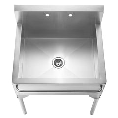 WHITEHAUS 30″ Pearlhaus Stainless Steel Single Bowl Freestanding Utility Sink with Towel Bar - WH302510-NP