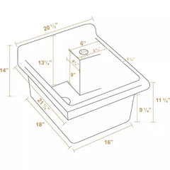 WHITEHAUS 21" Vitreous China Single Bowl, Drop-In Sink with Wire Basket and 3 ½ Inch Off Center Drain - WH474-53