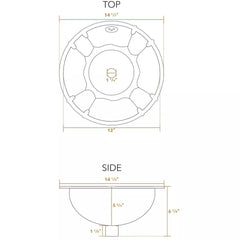 WHITEHAUS 14″ Decorative Round Fluted Design Drop-In Bath Basin with Overflow - WH613CBL
