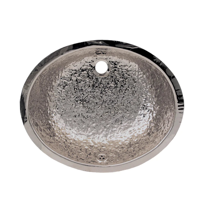 WHITEHAUS 18″ Decorative Oval Hammered Textured Undermount Basin with Overflow - WH920ABB