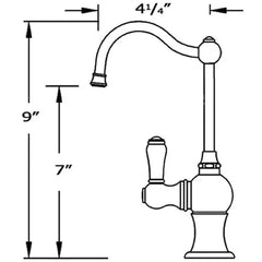 WHITEHAUS Point of Use Instant Hot Water Faucet with Traditional Spout and Self Closing Handle - WHFH3-H4131