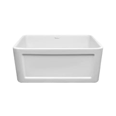 WHITEHAUS 24″ Reversible Series Fireclay Kitchen Sink with Concave Design - WHFLCON2418-WHITE