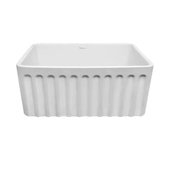 WHITEHAUS 24″ Reversible Series Fireclay Kitchen Sink with Concave Design - WHFLCON2418-WHITE