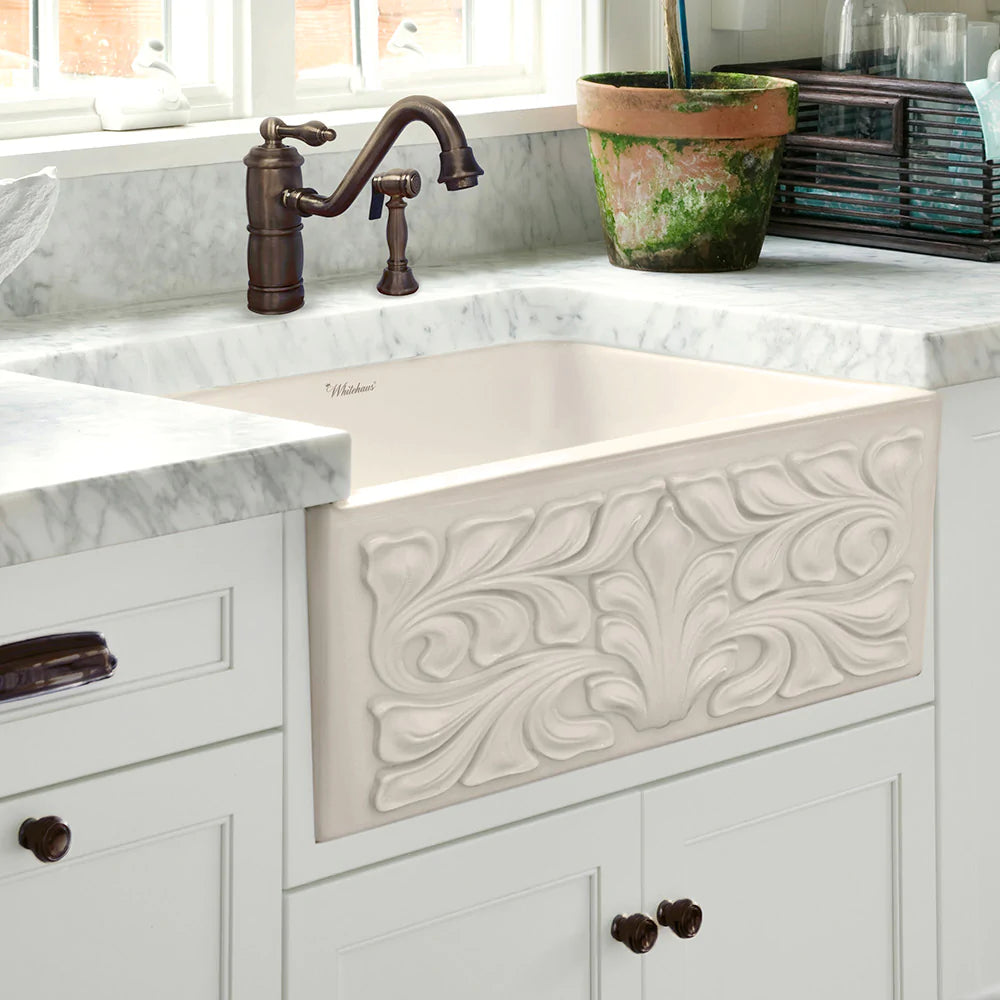 WHITEHAUS 30″ Reversible Series Fireclay Kitchen Sink with Gothichaus Design - WHFLGO3018