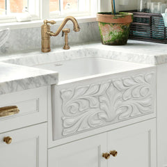 WHITEHAUS 30″ Reversible Series Fireclay Kitchen Sink with Gothichaus Design - WHFLGO3018