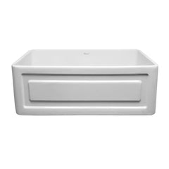 WHITEHAUS 30″ Reversible Series Fireclay Kitchen Sink with Raised Front Panel Apron - WHFLRPL3018-WHITE