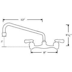 WHITEHAUS Wall Mount Utility Faucet with Extended Swivel Spout and Lever Handles - WHFS812-C
