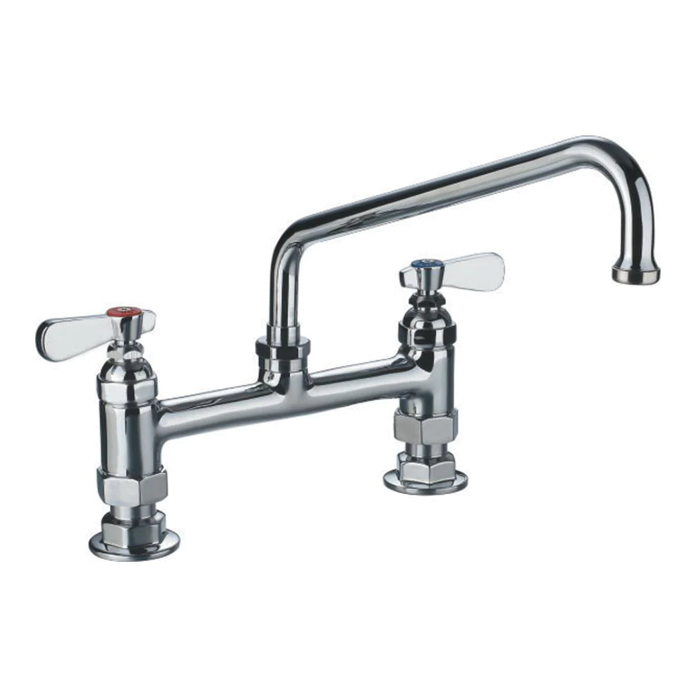 WHITEHAUS Heavy Duty Utility Bridge Faucet with an Extended Swivel Spout and Lever Handles - WHFS9813-12-C