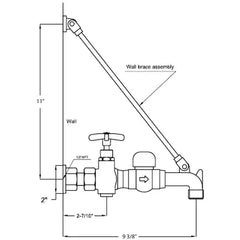 WHITEHAUS Heavy Duty Wall Mount Service Sink Faucet with Support Bracket and Cross Handles - WHFSA980-C