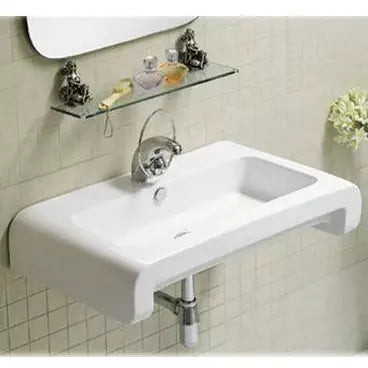 WHITEHAUS 28″ Isabella Collection Rectangular Wall Mount Basin with Overflow, Single Faucet Hole and Rear Center Drain - WHKN1130