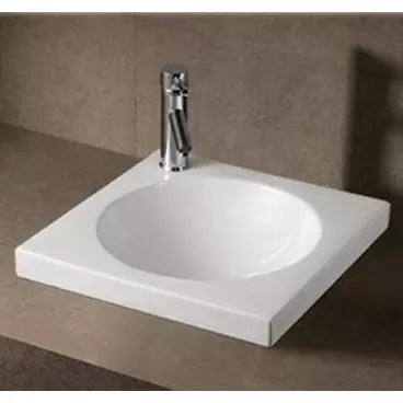 WHITEHAUS 18″ Isabella Collection Square Drop in Basin with an Integrated Round Bowl, Single Faucet Hole and Center Drain - WHKN4061