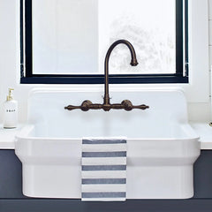 WHITEHAUS Vintage III plus Wall Mount Faucet with a Long Gooseneck Swivel Spout, Lever Handles and Solid Brass Side Spray - WHKWLV3-9301-NT