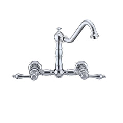 WHITEHAUS Vintage III plus Wall Mount Faucet with a Long Traditional Swivel Spout, Lever Handles and Solid Brass Side Spray - WHKWLV3-9402-NT