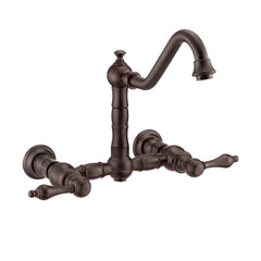 WHITEHAUS Vintage III plus Wall Mount Faucet with a Long Traditional Swivel Spout, Lever Handles and Solid Brass Side Spray - WHKWLV3-9402-NT