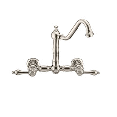 WHITEHAUS Vintage III plus Wall Mount Faucet with a Long Traditional Swivel Spout, Lever Handles and Solid Brass Side Spray - WHKWLV3-9402-NT