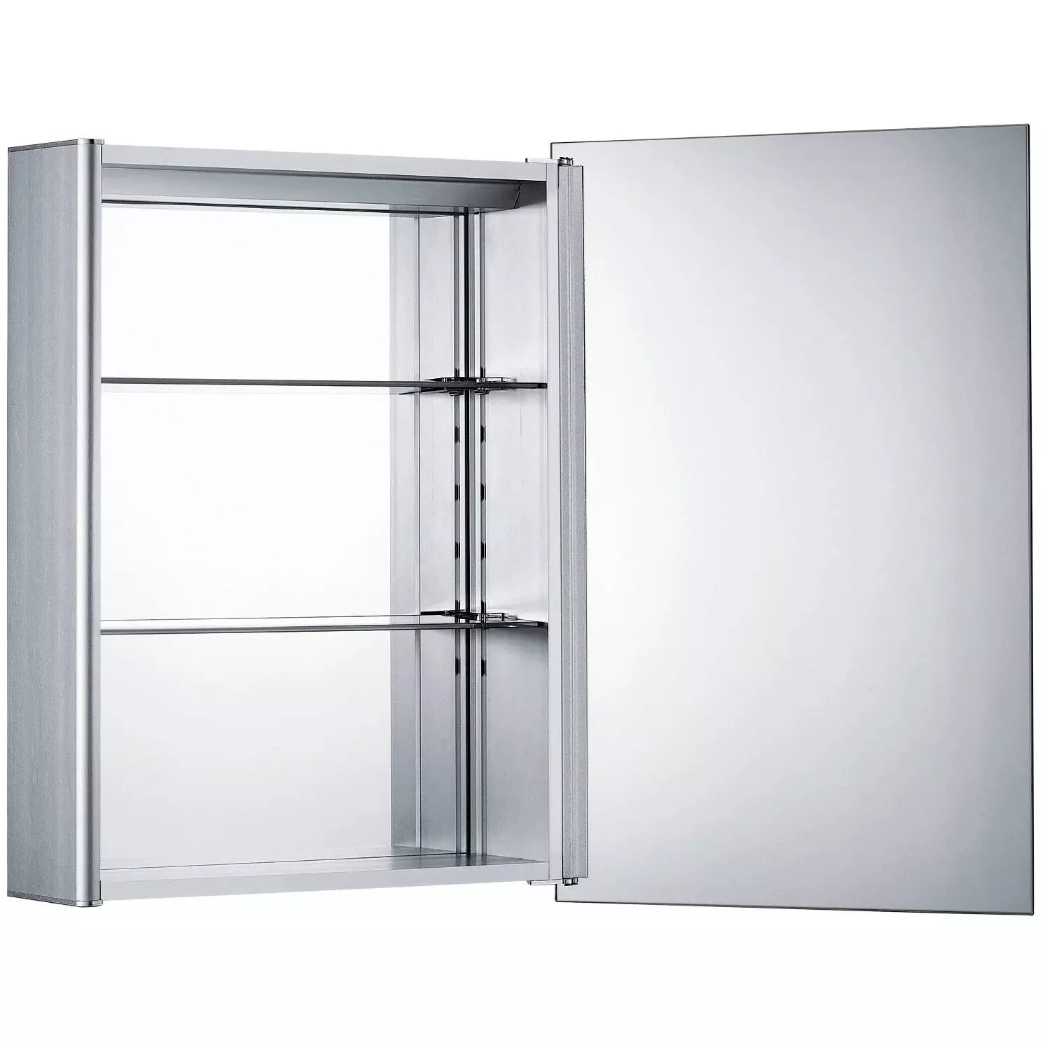 WHITEHAUS 27" Medicinehaus Single Mirrored Door Surface Mount Anodized Aluminum Medicine Cabinet - WHLED-1