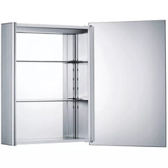 WHITEHAUS 27" Medicinehaus Single Mirrored Door Surface Mount Anodized Aluminum Medicine Cabinet - WHLED-1