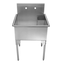 WHITEHAUS 27″ Pearlhaus Stainless Steel Square, Single Bowl Freestanding Utility Sink - WHLS2424-NP