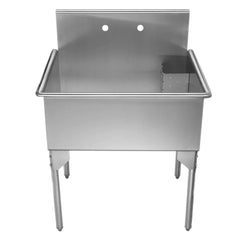 WHITEHAUS 33″ Pearlhaus Stainless Steel Single Bowl Freestanding Utility Sink - WHLS3024-NP