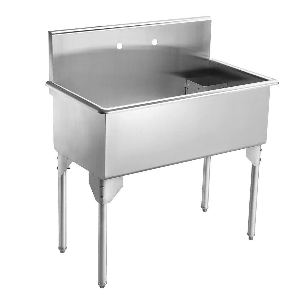 WHITEHAUS 39″ Pearlhaus Stainless Steel Large, Single Bowl Freestanding Utility Sink - WHLS3618-NP
