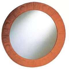 WHITEHAUS 32" New Generation Large Round Mirror with Embossed Terra Cotta Border - WHLTC500