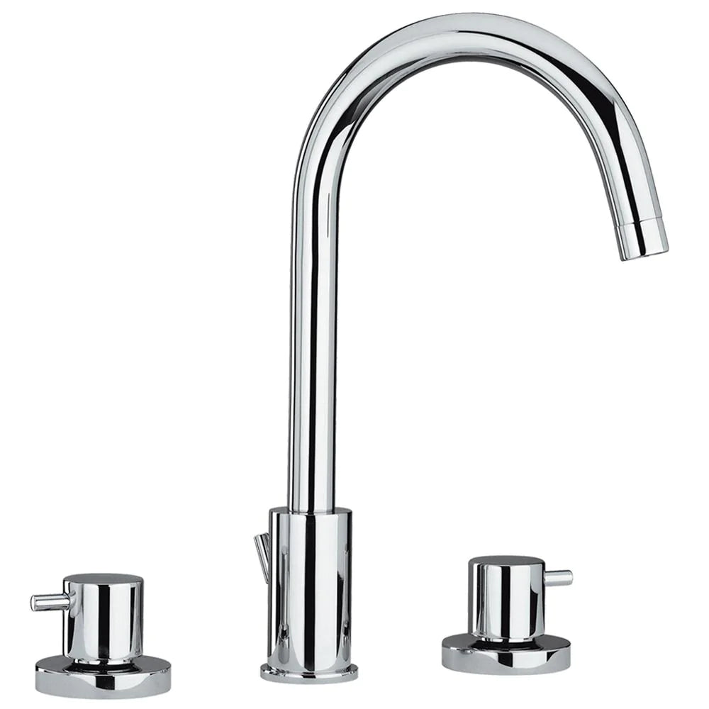 WHITEHAUS Luxe Widespread Lavatory Faucet with Tall Gooseneck Swivel Spout and Pop-Up Waste - WHLX78214-C