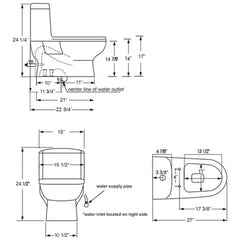 WHITEHAUS Magic Flush Eco-Friendly One Piece Toilet with a Siphonic Action Dual Flush System, Elongated Bowl 1.6/1.1 Gpf - WHMFL3222-EB