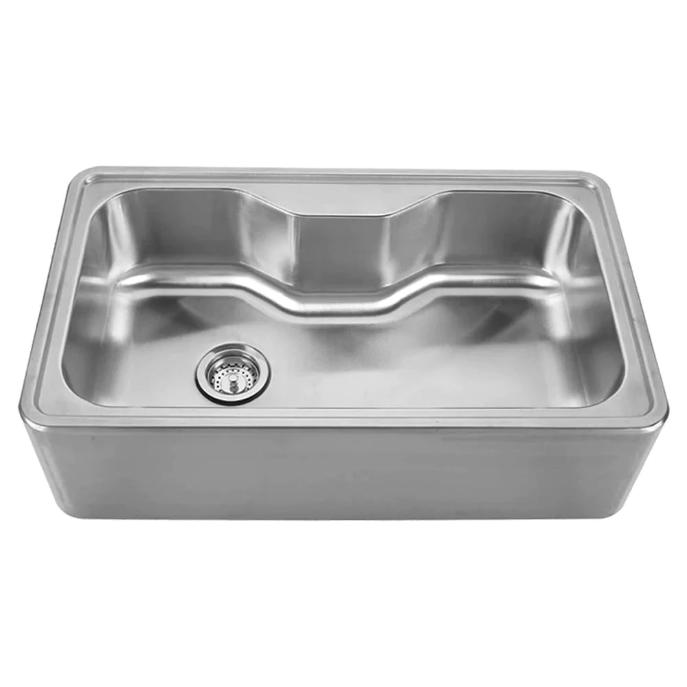 WHITEHAUS 33″ Noah’s Collection Brushed Stainless Steel Single Bowl Drop-In Sink with a Seamless Customized Front Apron - WHNAPA3016
