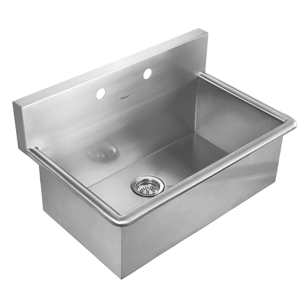 WHITEHAUS 31″ Noah’s Collection Brushed Stainless Steel Commercial Drop-In or Wall Mount Utility Sink - WHNC3120