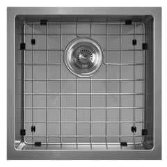 WHITEHAUS 18″ Noah plus Single Bowl 16 Gauge Linen Textured Dual-Mount Kitchen Sink Set - WHNPL1818