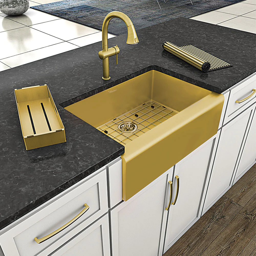 WHITEHAUS 30″ Noah plus Single Bowl 16 Gauge Sink Set with a Seamless Customized Front Apron - WHNPL3020