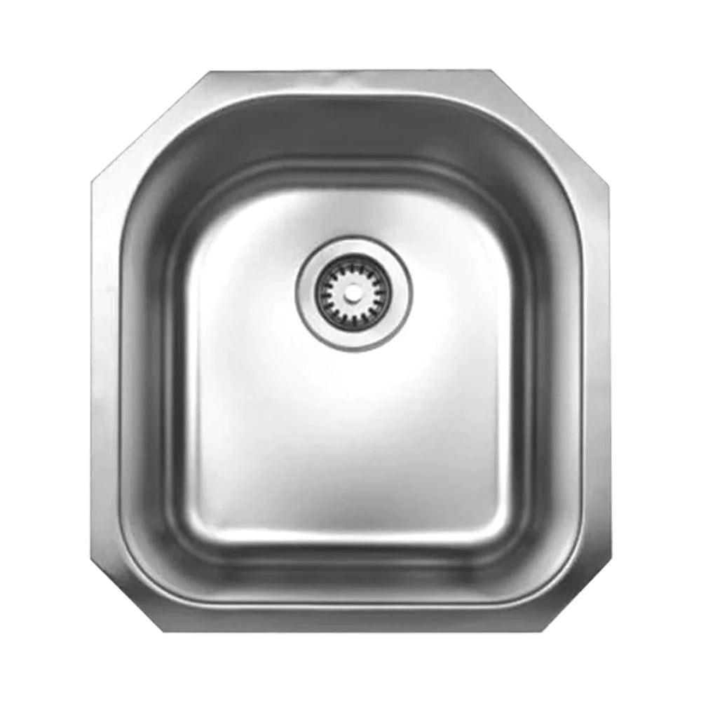 WHITEHAUS 18″ Noah’s Collection Brushed Stainless Steel Single D-shaped Bowl Undermount Sink - WHNU1618