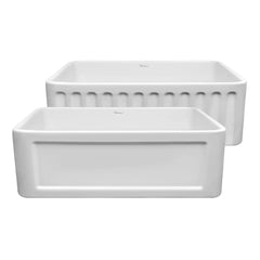 WHITEHAUS 30″ Reversible Series Fireclay Kitchen Sink with Concave Design on Front Apron - WHFLCON3018