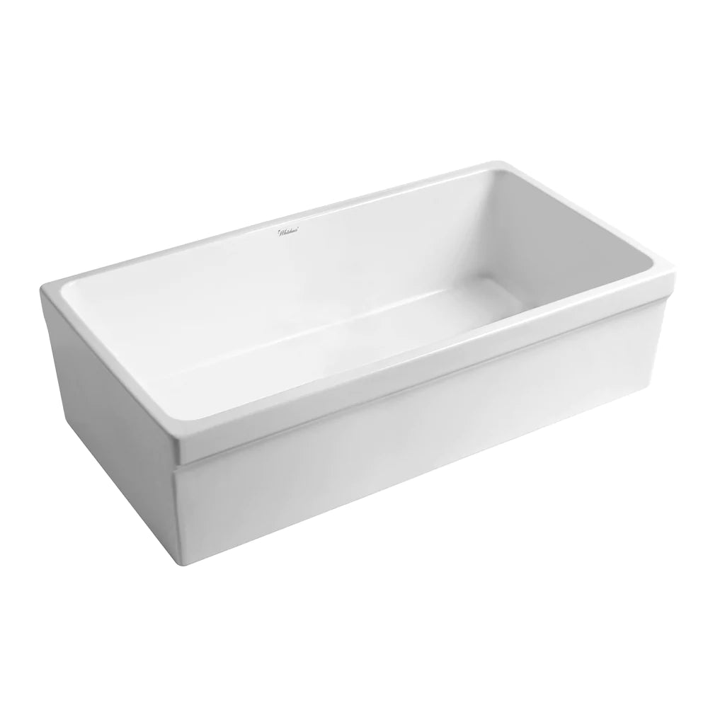 WHITEHAUS 36″ Quatro Alcove Large Reversible Fireclay Sink with Decorative 2½″ Lip - WHQ536