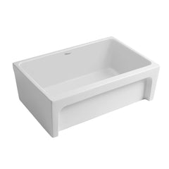 WHITEHAUS 30″ Glencove Reversible Fireclay Kitchen Sink with Elegant Beveled Front Apron - WHQ5530