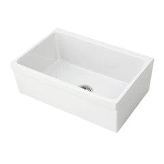 WHITEHAUS 30″ Glencove Reversible Fireclay Kitchen Sink with Elegant Beveled Front Apron - WHQ5530