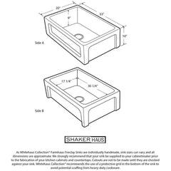 WHITEHAUS 33″ Shakerhaus Reversible Fireclay Kitchen Sink - WHQ5550