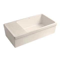 WHITEHAUS 36″ Quatro Alcove Large Reversible Fireclay Kitchen Sink with Integral Drainboard - WHQD540