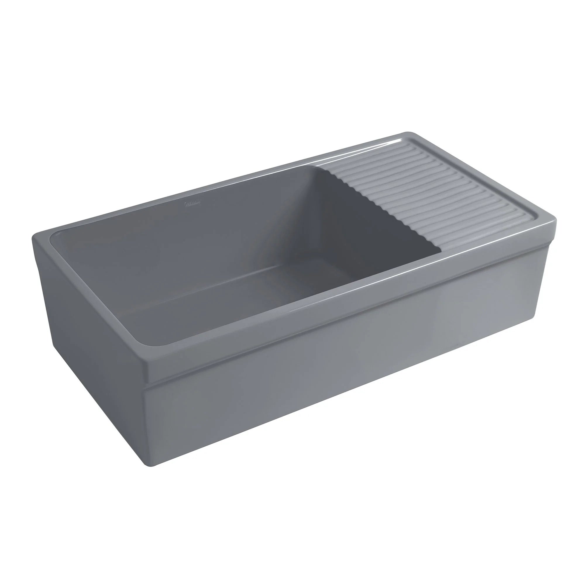 WHITEHAUS 36″ Quatro Alcove Large Reversible Fireclay Kitchen Sink with Integral Drainboard - WHQD540