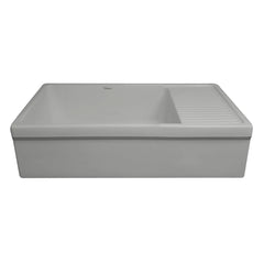 WHITEHAUS 36″ Quatro Alcove Large Reversible Fireclay Kitchen Sink with Integral Drainboard - WHQD540