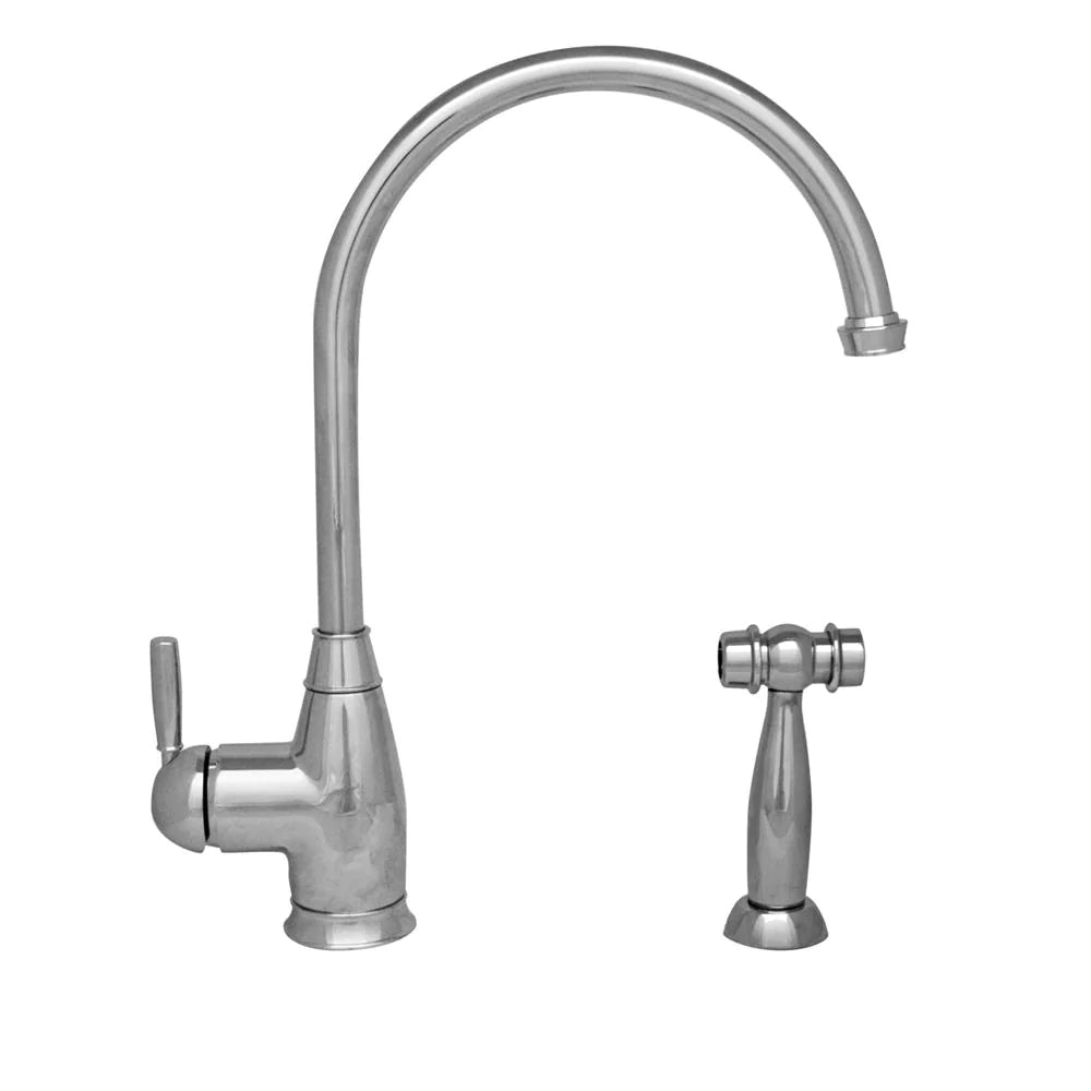 WHITEHAUS Queenhaus Single Lever Faucet with a Long Gooseneck Spout, Solid Single Lever Handle and Solid Brass Side Spray - WHQNP-34682