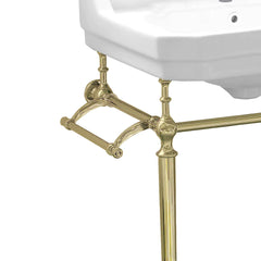 WHITEHAUS 23″  Victoriahaus Console with Integrated Rectangular Bowl, Polished Brass Leg Support - WHV024-L33-3H