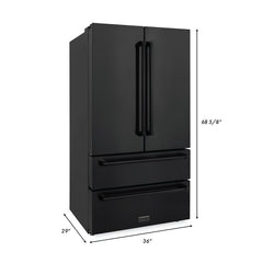 ZLINE 36 inch 22.5 cu. ft Built-in French Door Refrigerator with Ice Maker in Fingerprint Resistant Stainless Steel, RFM-36