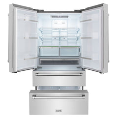 ZLINE 36 inch 22.5 cu. ft Built-in French Door Refrigerator with Ice Maker in Fingerprint Resistant Stainless Steel, RFM-36