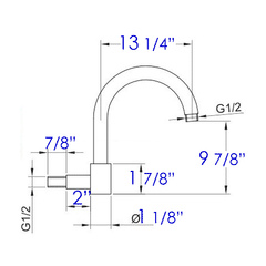 ALFI 16" Round Wall Mounted Shower Arm for Rain Shower Heads - AB16GRW