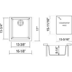 ALFI 17" Undermount Rectangular Granite Kitchen Prep Sink - AB1720UM