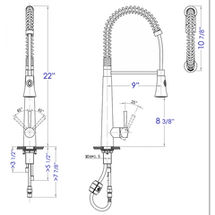 ALFI Solid Stainless Steel Commercial Spring Kitchen Faucet - AB2039S