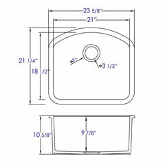 ALFI 24" White Fireclay Undermount D-Shaped Kitchen Sink - AB2417C (Discontinued)