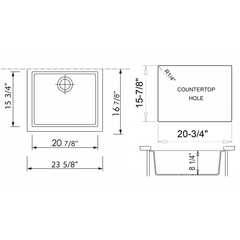 ALFI 24" Undermount Single Granite Composite Kitchen Sink - AB2420UM